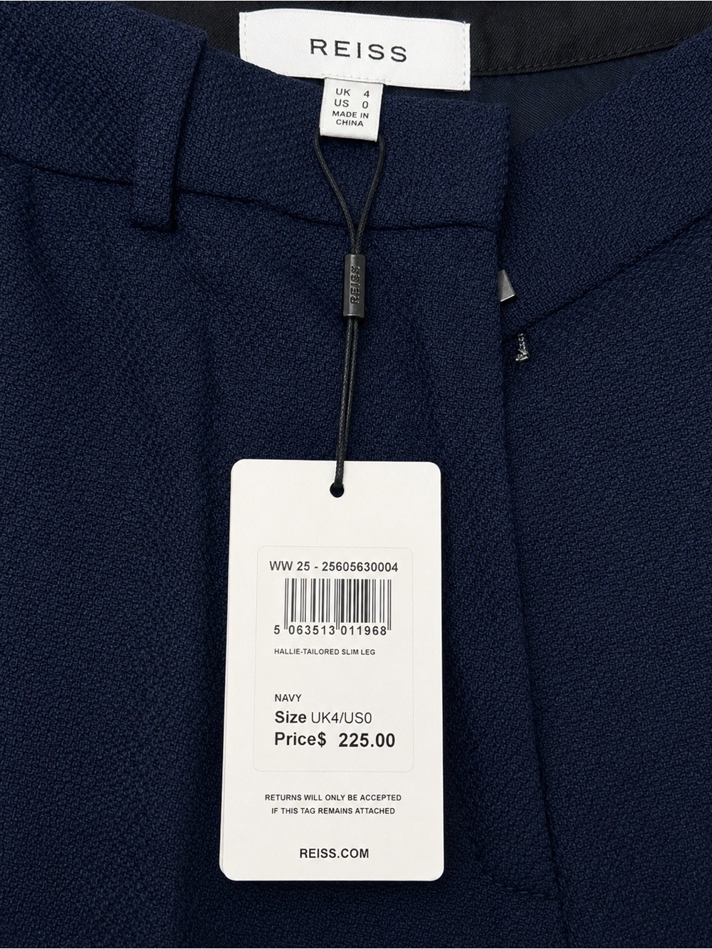 Reiss Navy High-Rise Straight-Leg Trousers - Picture 2 of 8